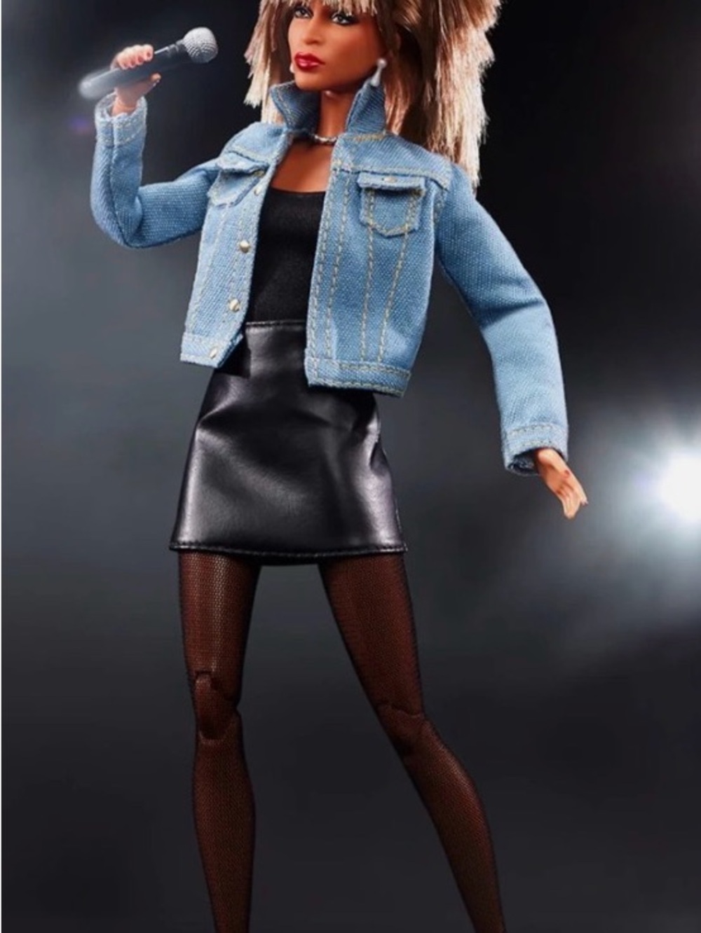 Tina Turner signature Barbie Light Blue Denim Jean Jacket with Gold Buttons - Picture 3 of 7